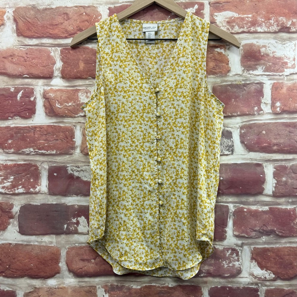 Rachel Zoe Top Women's Small Yellow Multicolor Cottage Ditsy Floral Tank Shirt